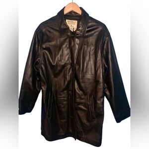 Eddie Bauer Women’s Black Genuine Leather Jacket Coat VTG Size L Tall